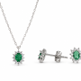 Σετ Κολιέ & Σκουλαρίκια Emerald Style με Πράσινο Ζιργκόν από Ασήμι 925