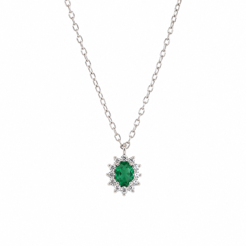 Σετ Κολιέ & Σκουλαρίκια Emerald Style με Πράσινο Ζιργκόν από Ασήμι 925