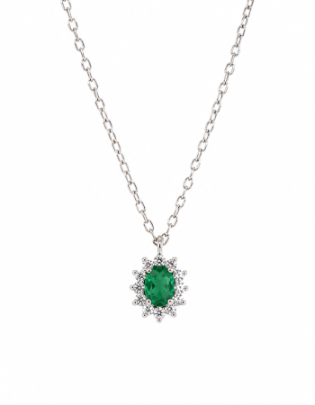 Σετ Κολιέ & Σκουλαρίκια Emerald Style με Πράσινο Ζιργκόν από Ασήμι 925