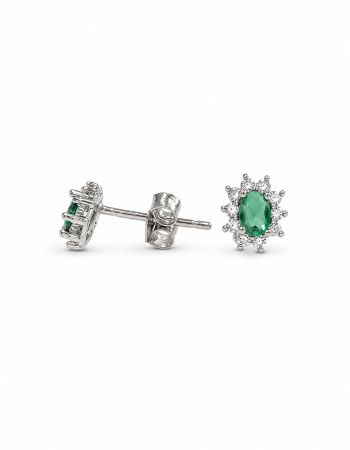 Σετ Κολιέ & Σκουλαρίκια Emerald Style με Πράσινο Ζιργκόν από Ασήμι 925