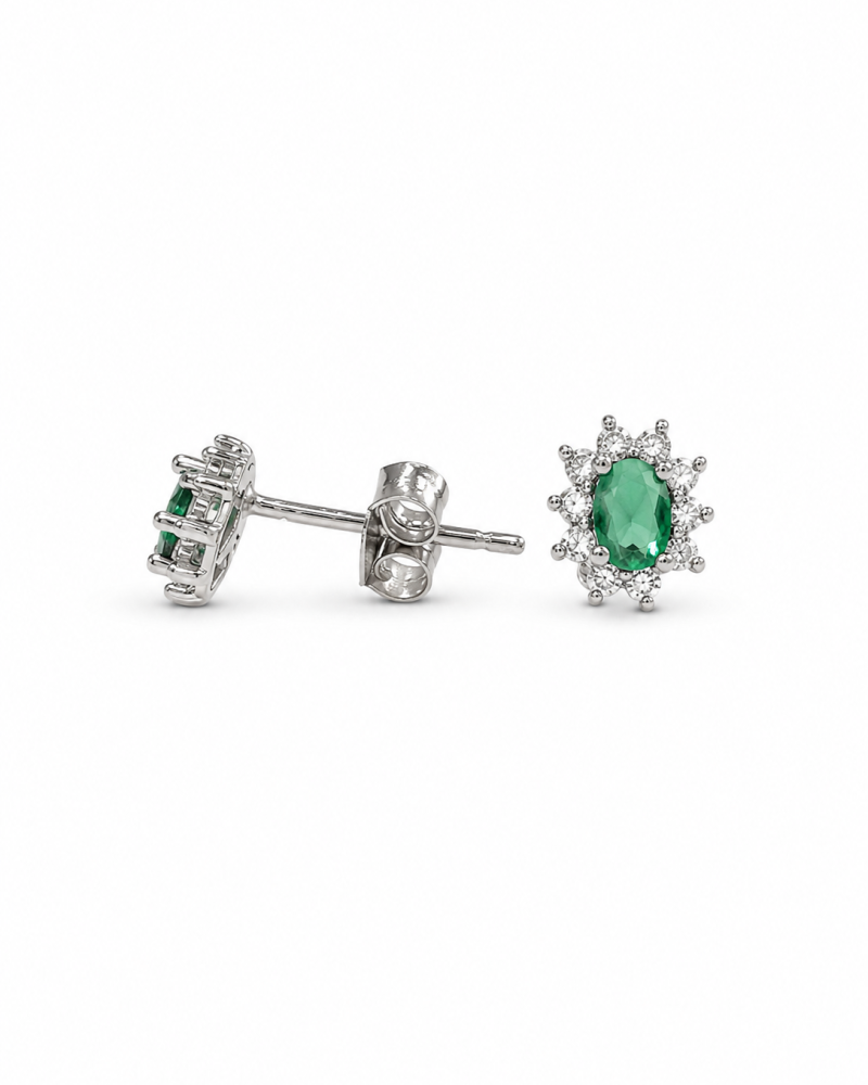 Σετ Κολιέ & Σκουλαρίκια Emerald Style με Πράσινο Ζιργκόν από Ασήμι 925