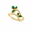 Σετ Δαχτυλίδι & Σκουλαρίκια Emerald Leaves με Πράσινο Ζιργκόν από Ασήμι 925