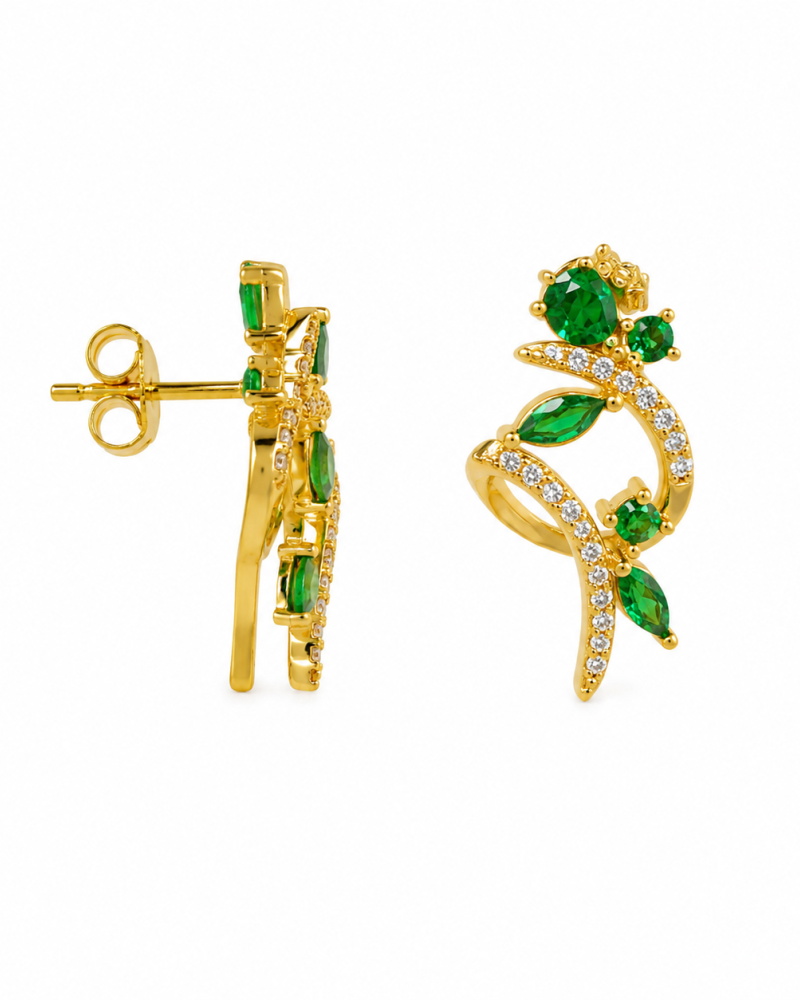 Σετ Δαχτυλίδι & Σκουλαρίκια Emerald Leaves με Πράσινο Ζιργκόν από Ασήμι 925