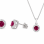 Σετ Κολιέ & Σκουλαρίκια Ruby Halo από Ασήμι 925 με Ροζ Ζιργκόν