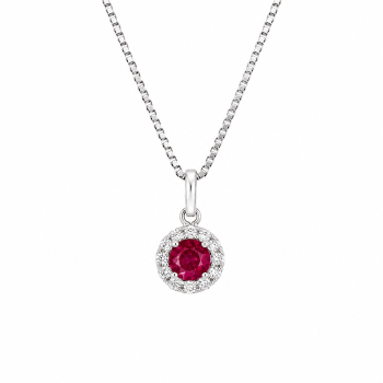 Σετ Κολιέ & Σκουλαρίκια Ruby Halo από Ασήμι 925 με Ροζ Ζιργκόν