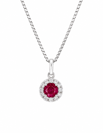 Σετ Κολιέ & Σκουλαρίκια Ruby Halo από Ασήμι 925 με Ροζ Ζιργκόν