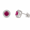 Σετ Κολιέ & Σκουλαρίκια Ruby Halo από Ασήμι 925 με Ροζ Ζιργκόν