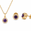 Σετ Κολιέ & Σκουλαρίκια Amethyst Halo από Ασήμι 925 Επιχρυσωμένο
