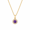 Σετ Κολιέ & Σκουλαρίκια Amethyst Halo από Ασήμι 925 Επιχρυσωμένο