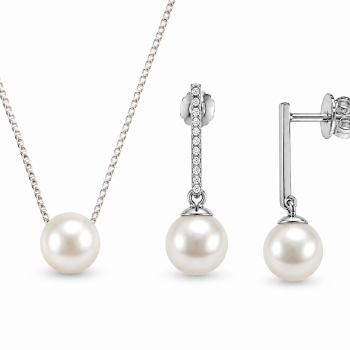 Σετ Κολιέ & Σκουλαρίκια Pearl Elegance από Ασήμι 925 Επιπλατινωμένο