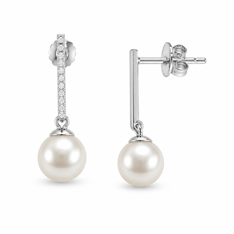 Σετ Κολιέ & Σκουλαρίκια Pearl Elegance από Ασήμι 925 Επιπλατινωμένο