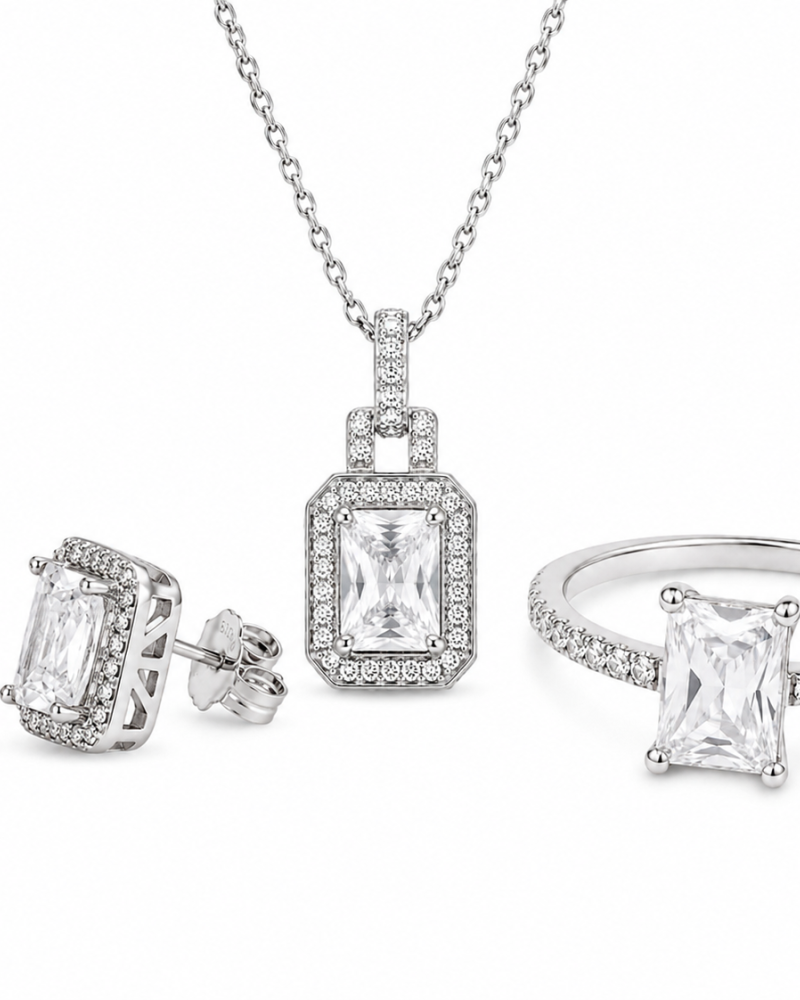 Σετ Κοσμημάτων Princess Glam από Ασήμι 925 Επιπλατινωμένο