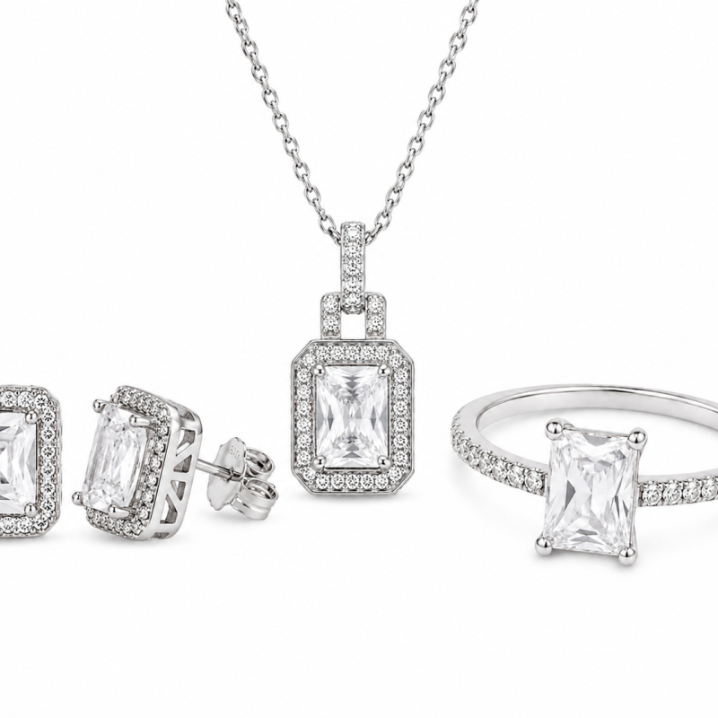 Σετ Κοσμημάτων Princess Glam από Ασήμι 925 Επιπλατινωμένο