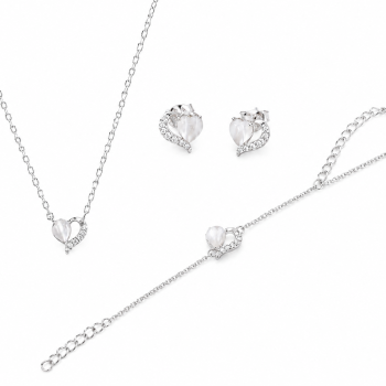 Σετ Κοσμημάτων Heart Pearl από Ασήμι 925 Επιπλατινωμένο