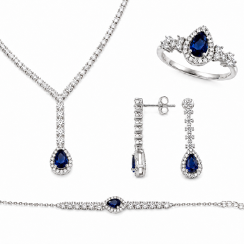 Royal Sapphire Set από Ασήμι 925 Επιπλατινωμένο