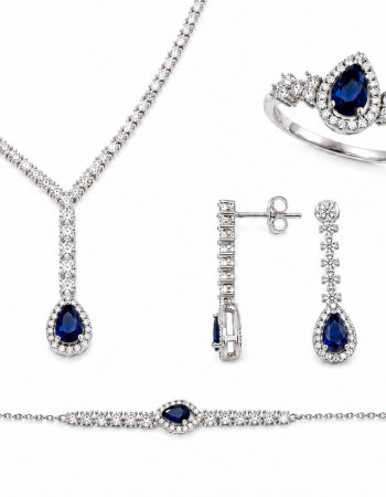 Royal Sapphire Set από Ασήμι 925 Επιπλατινωμένο