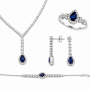 Royal Sapphire Set από Ασήμι 925 Επιπλατινωμένο