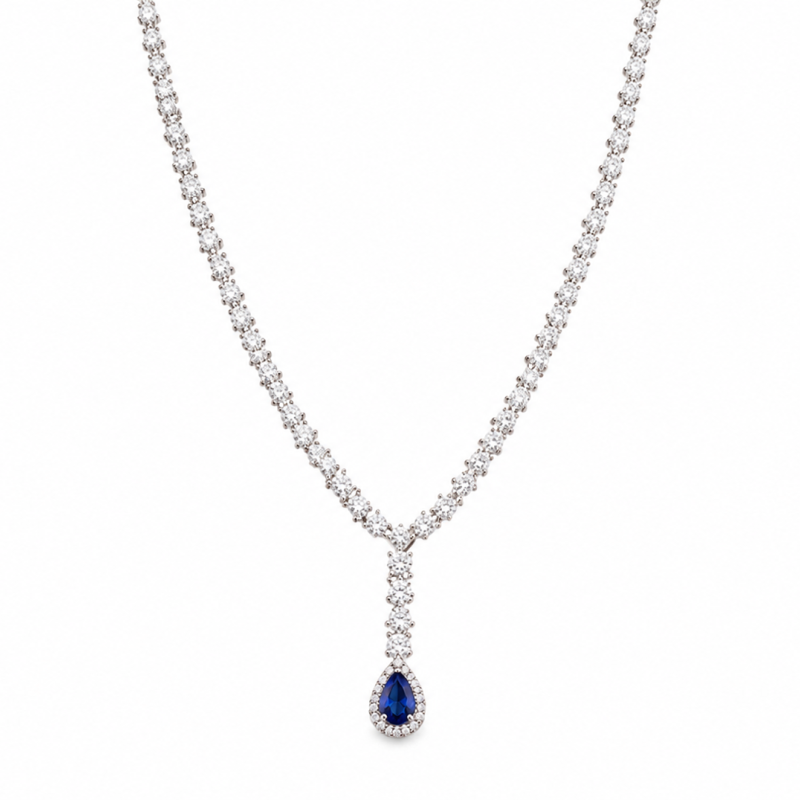 Royal Sapphire Set από Ασήμι 925 Επιπλατινωμένο