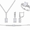 Luxury Princess Σετ από Επιπλατινωμένο Ασήμι 925 με Λευκά Ζιργκόν