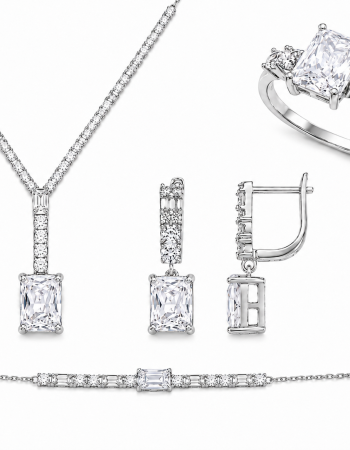 Luxury Princess Σετ από Επιπλατινωμένο Ασήμι 925 με Λευκά Ζιργκόν