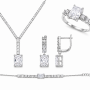 Luxury Princess Σετ από Επιπλατινωμένο Ασήμι 925 με Λευκά Ζιργκόν