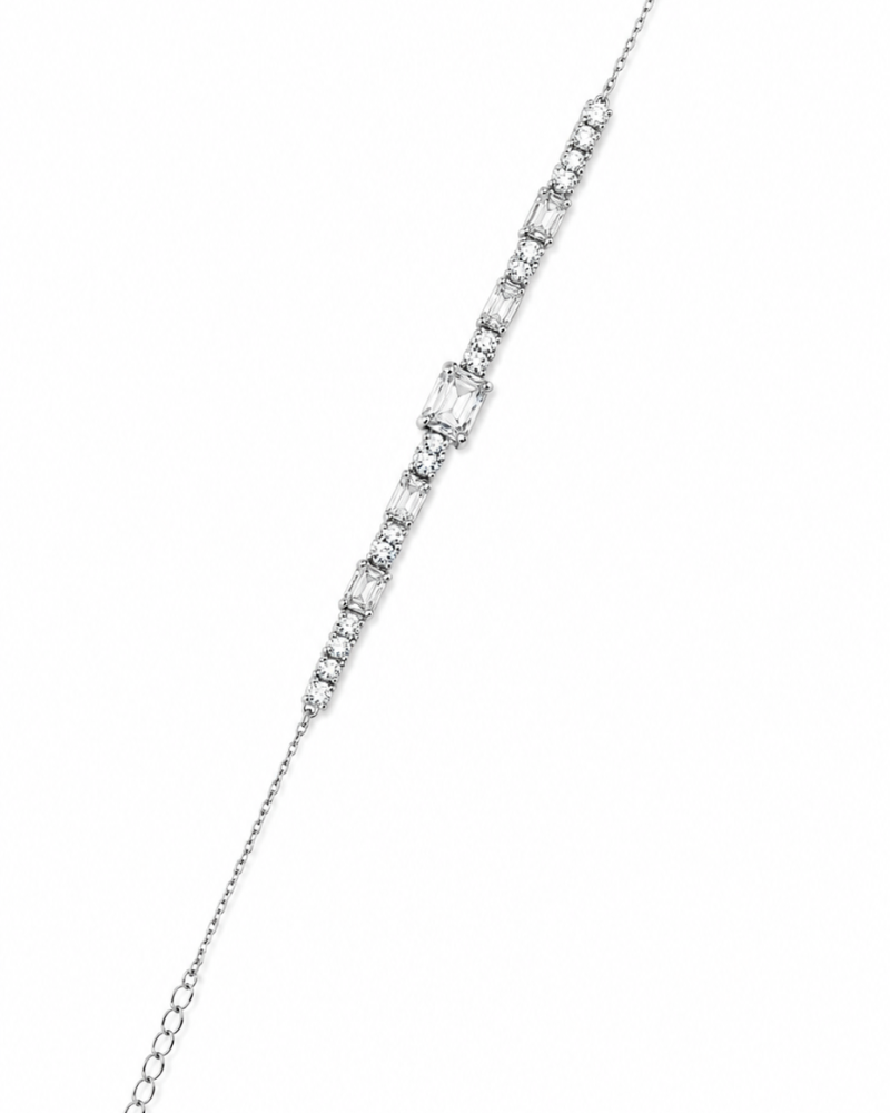 Luxury Princess Σετ από Επιπλατινωμένο Ασήμι 925 με Λευκά Ζιργκόν