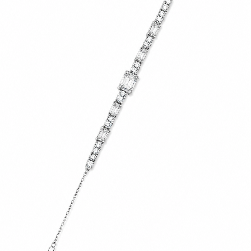 Luxury Princess Σετ από Επιπλατινωμένο Ασήμι 925 με Λευκά Ζιργκόν