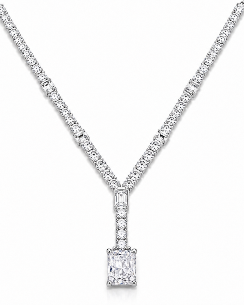 Luxury Princess Σετ από Επιπλατινωμένο Ασήμι 925 με Λευκά Ζιργκόν