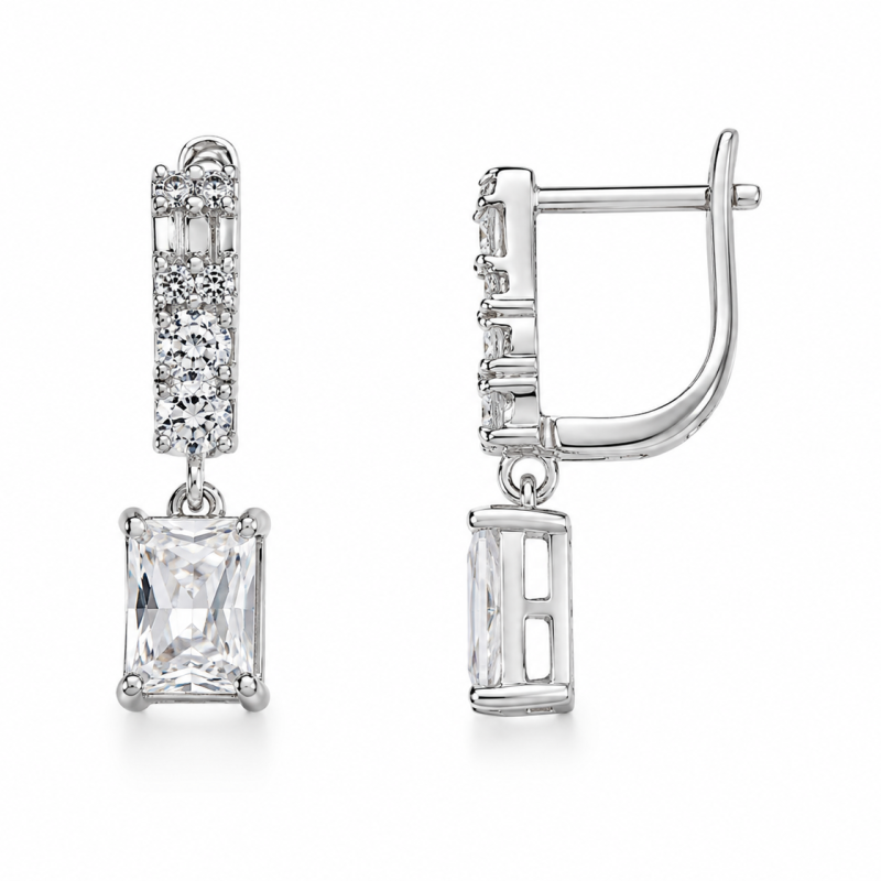 Luxury Princess Σετ από Επιπλατινωμένο Ασήμι 925 με Λευκά Ζιργκόν