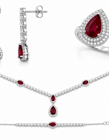 Royal Ruby Drop Set από Επιπλατινωμένο Ασήμι 925
