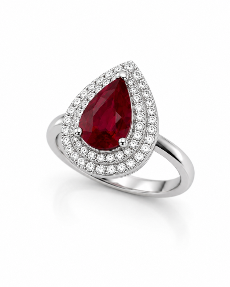 Royal Ruby Drop Set από Επιπλατινωμένο Ασήμι 925