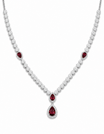 Royal Ruby Drop Set από Επιπλατινωμένο Ασήμι 925