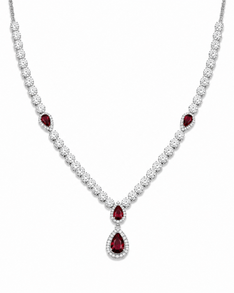 Royal Ruby Drop Set από Επιπλατινωμένο Ασήμι 925