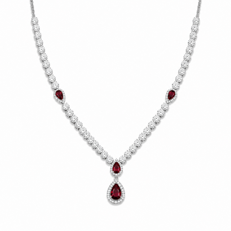 Royal Ruby Drop Set από Επιπλατινωμένο Ασήμι 925