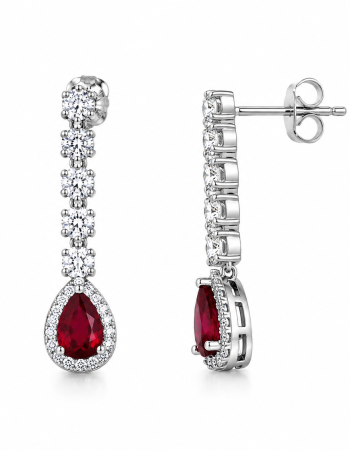 Royal Ruby Drop Set από Επιπλατινωμένο Ασήμι 925