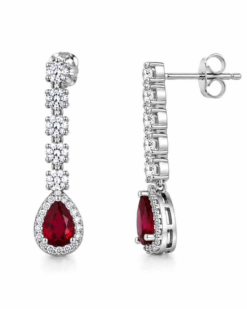 Royal Ruby Drop Set από Επιπλατινωμένο Ασήμι 925