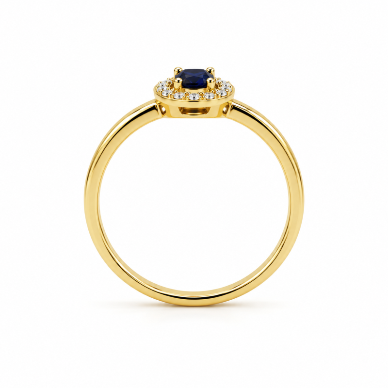 Δαχτυλίδι Sapphire Halo με Ζιργκόν Επιχρυσωμένο Ασήμι 925