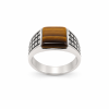 Ανδρικό Δαχτυλίδι με Καφέ Πέτρα Tiger Eye
