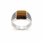 Ανδρικό Δαχτυλίδι με Καφέ Πέτρα Tiger Eye