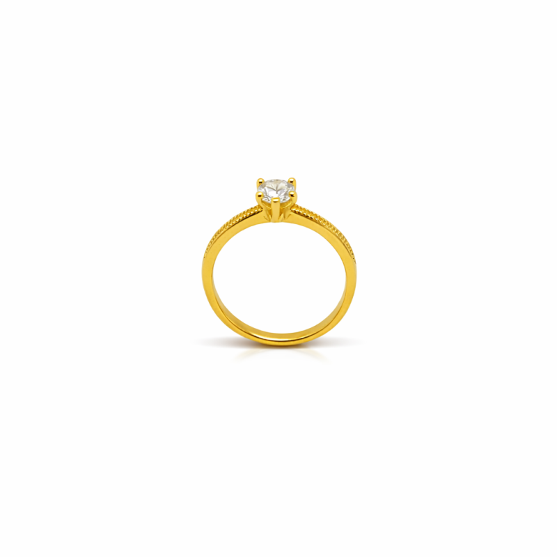 Ασημένιο Μονόπετρο Δαχτυλίδι 925 Επιχρυσωμένο με Πέτρα Ζιργκόν