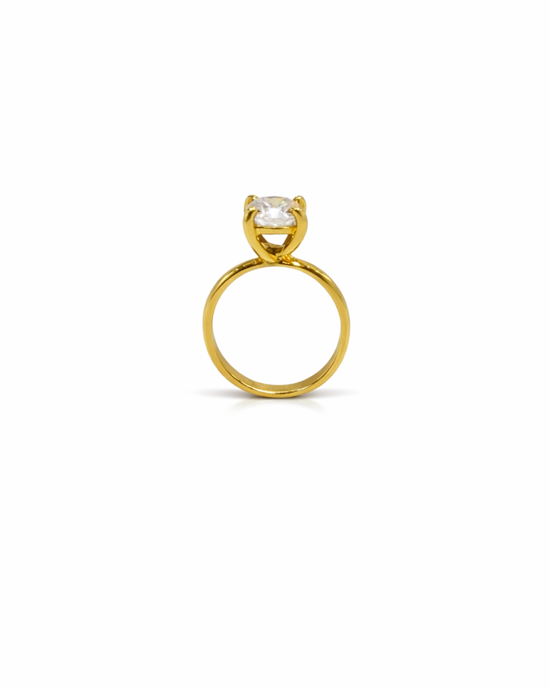 Ασημένιο Μονόπετρο Δαχτυλίδι 925 Επιχρυσωμένο με Πέτρα Ζιργκόν