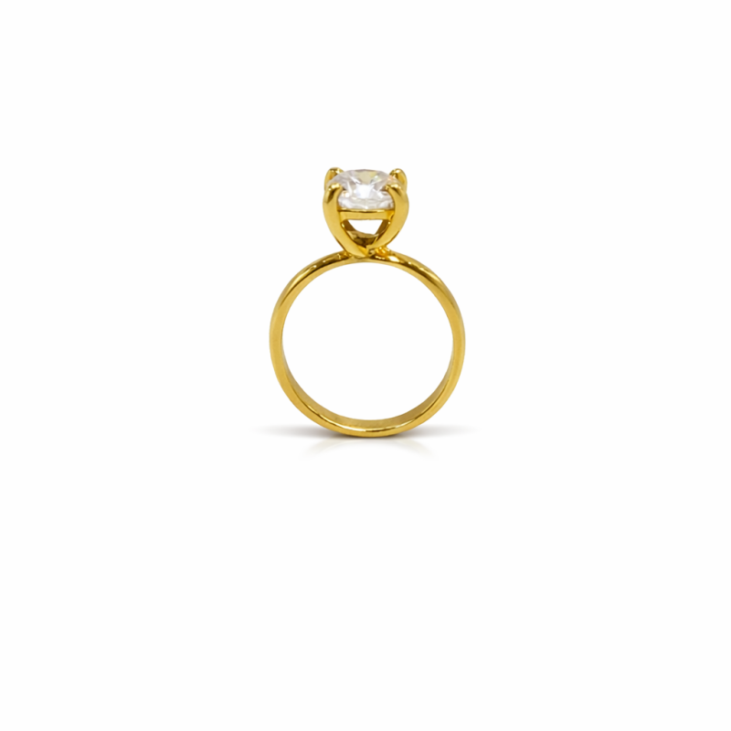 Ασημένιο Μονόπετρο Δαχτυλίδι 925 Επιχρυσωμένο με Πέτρα Ζιργκόν