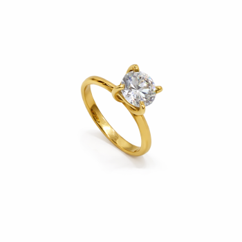 Ασημένιο Μονόπετρο Δαχτυλίδι 925 Επιχρυσωμένο με Πέτρα Ζιργκόν