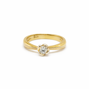 Ασημένιο Μονόπετρο Δαχτυλίδι 925 Επιχρυσωμένο με Ζιργκόν Πέτρα