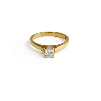 Ασημένιο Μονόπετρο Δαχτυλίδι 925 Επιχρυσωμένο με Πέτρα Ζιργκόν