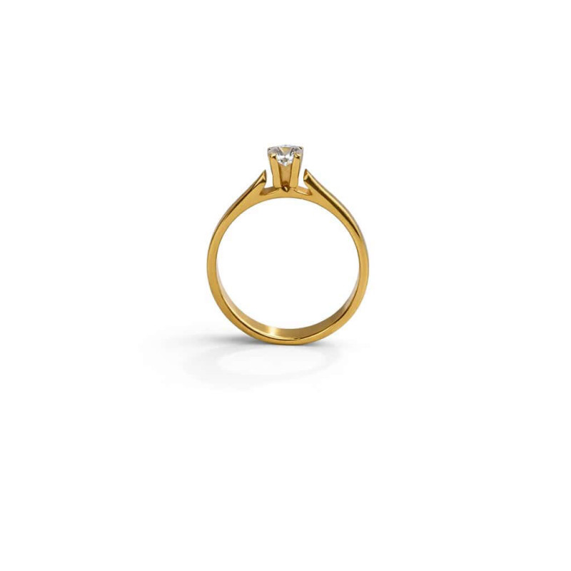 Ασημένιο Μονόπετρο Δαχτυλίδι 925 Επιχρυσωμένο με Πέτρα Ζιργκόν