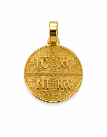 Διπλής Όψης Χρυσό Φυλαχτό 14Κ με IC XC NIKA και Ζώδιο της Επιλογής σας