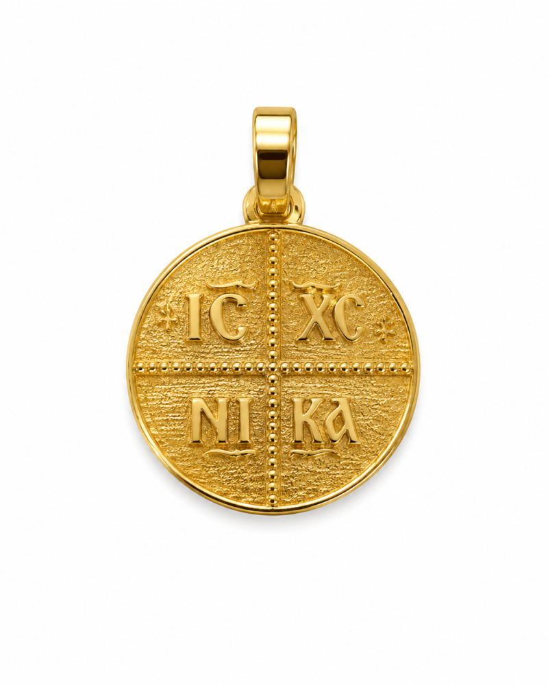 Διπλής Όψης Χρυσό Φυλαχτό 14Κ με IC XC NIKA και Ζώδιο της Επιλογής σας