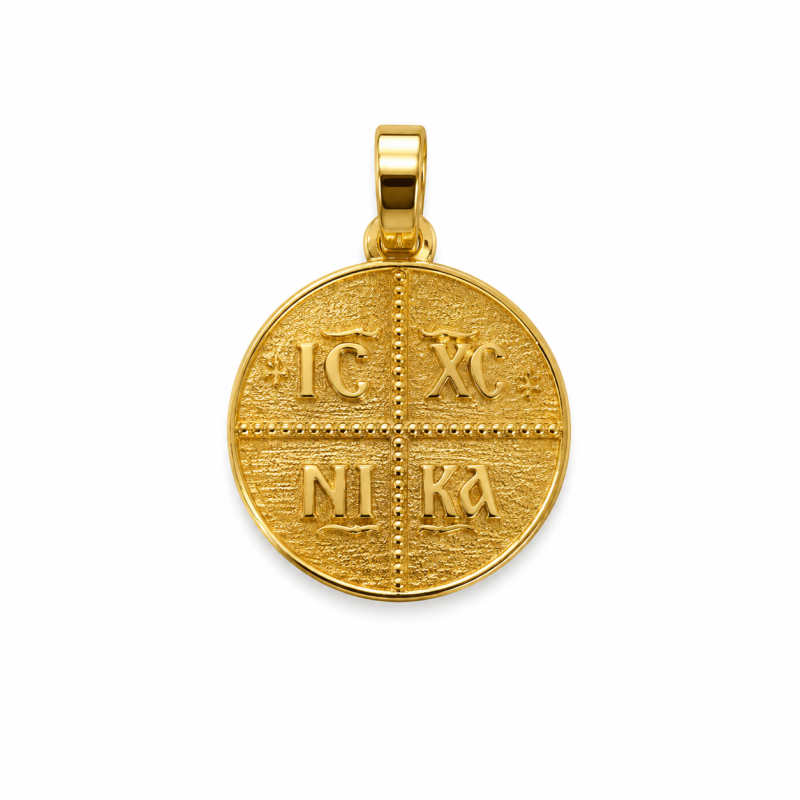 Διπλής Όψης Χρυσό Φυλαχτό 14Κ με IC XC NIKA και Ζώδιο της Επιλογής σας