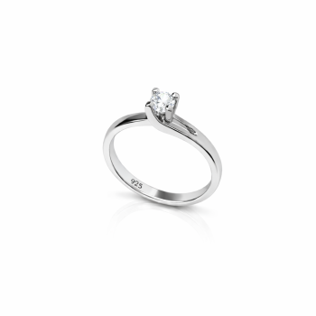 Ασημένιο Μονόπετρο Δαχτυλίδι 925 με Πέτρα Ζιργκόν